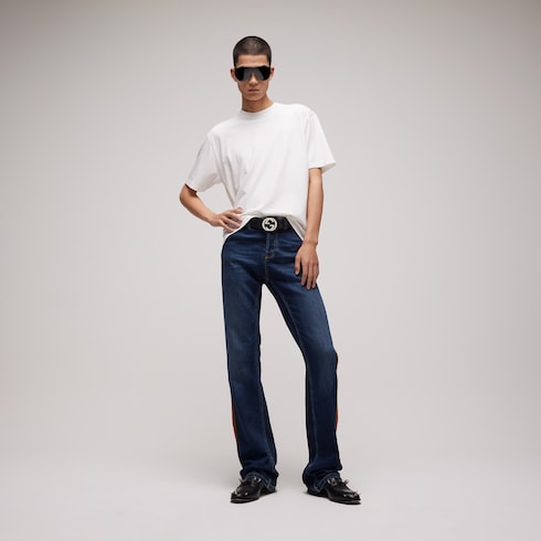 Cotton silk jersey T-shirt with embroidery