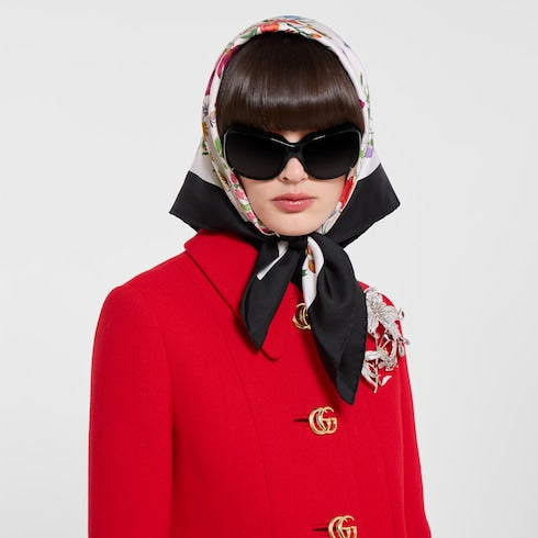 Wool natté coat with Double G button
