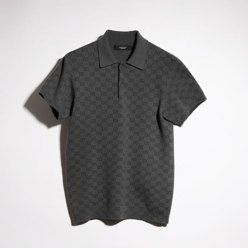 GG wool silk jacquard polo shirt