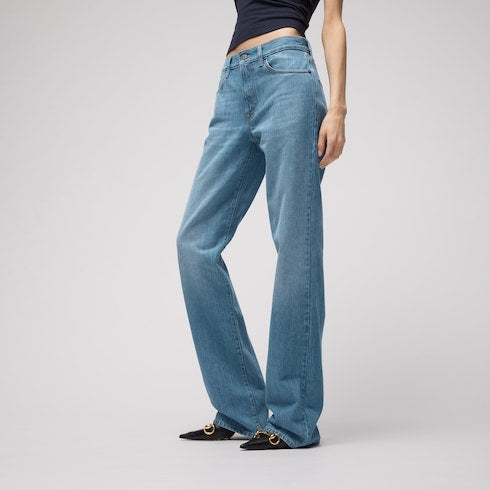 Bleached washed cotton denim pants