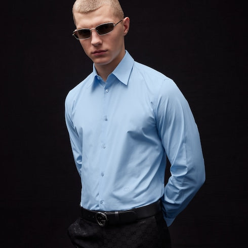 Piece dyed cotton poplin shirt