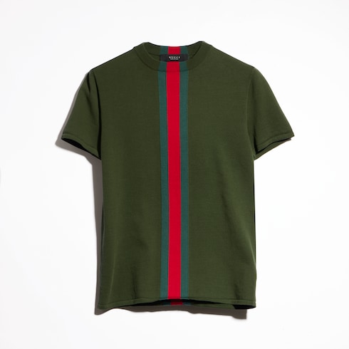 Knit cotton T-shirt with Web intarsia