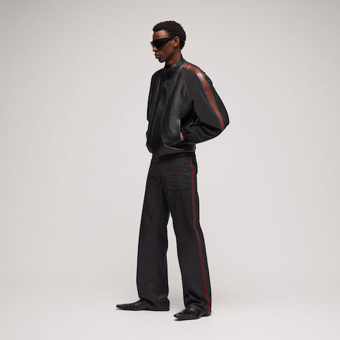 Leather bomber jacket with Web