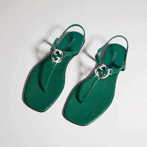 Women's python thong sandal with Interlocking G