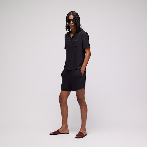 GG silk jacquard bowling shirt