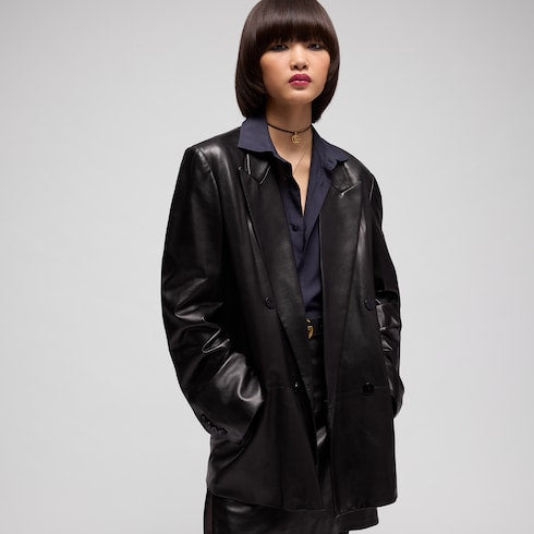 Soft nappa double-breasted jacket