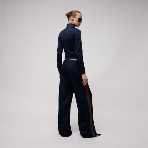 Rib cotton jersey leisure pants with Web