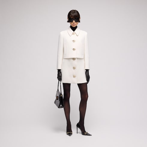 Crêpe wool jacket with Double G button