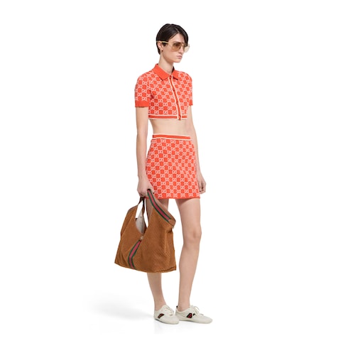 GG cotton jacquard cropped cardigan