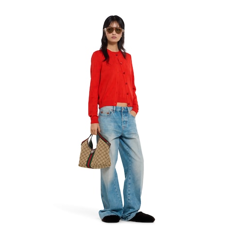GG pointelle cotton silk cardigan