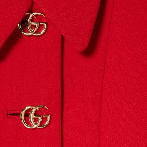 Wool natté coat with Double G button
