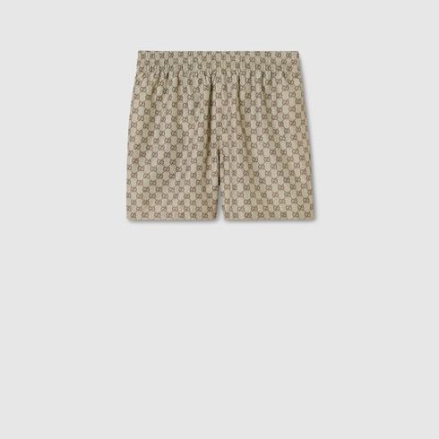 Printed polyester poplin swim shorts