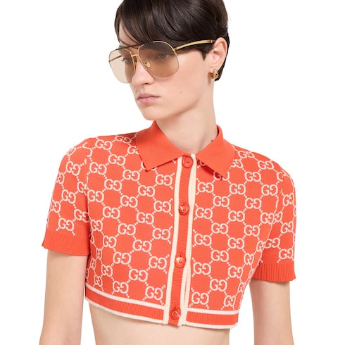 GG cotton jacquard cropped cardigan