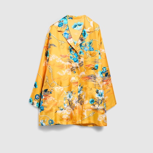 Printed silk twill shirt