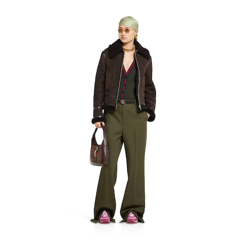 Printed suede shearling jacket