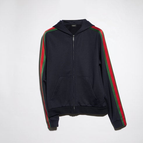Silk cotton jersey zip jacket with Web