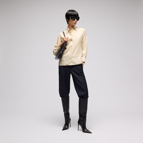 Gucci crest silk habotai jacquard shirt