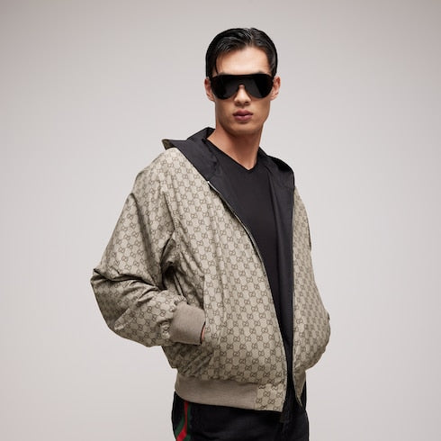 Reversible cotton canvas zip jacket