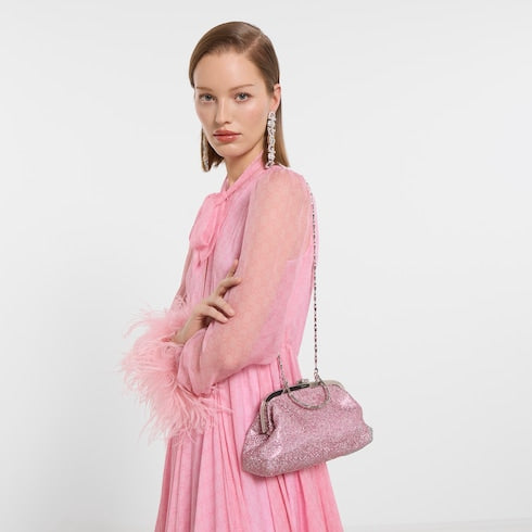Crystal medium evening top handle bag