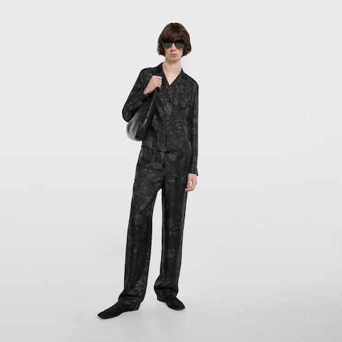 Printed silk twill pants