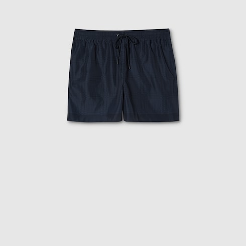 Printed technical poplin swim shorts