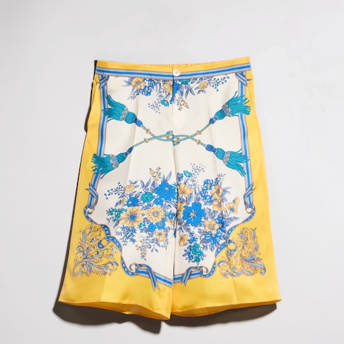 Printed silk twill pants