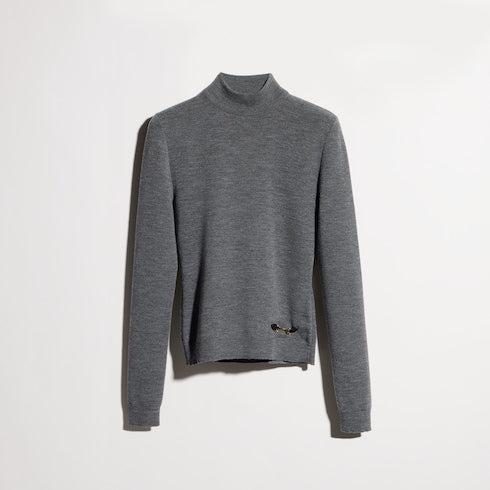 Fine rib knit wool top with Horsebit