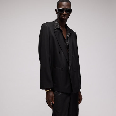 Wool jacket with chintzed finish
