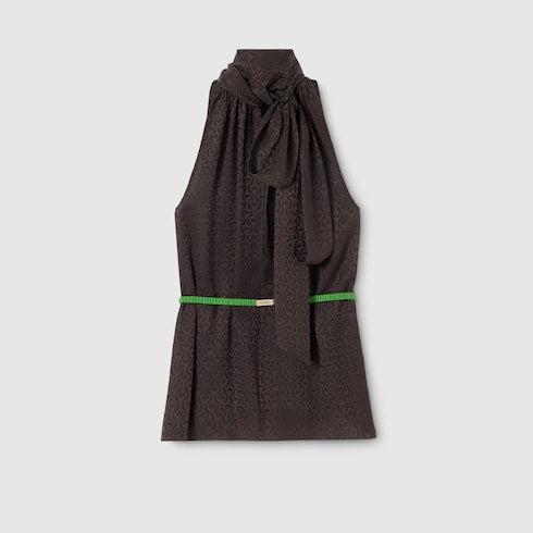 Horsebit silk jacquard dress