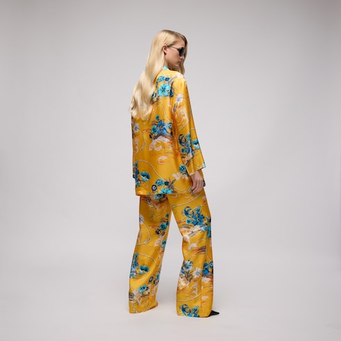 Printed silk twill shirt