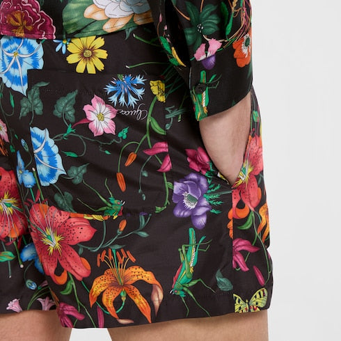 Printed nylon swim shorts