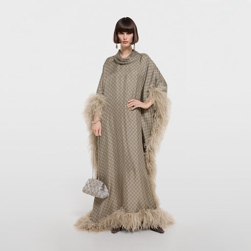 Printed silk twill long dress