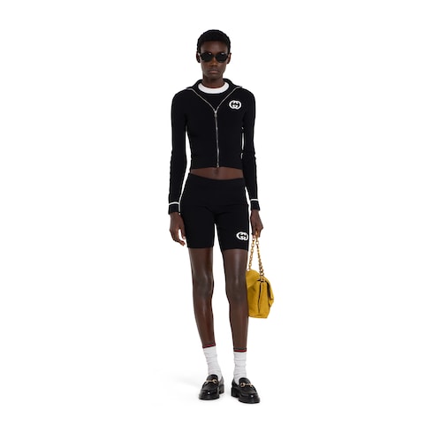 Ribbed shorts with intarsia