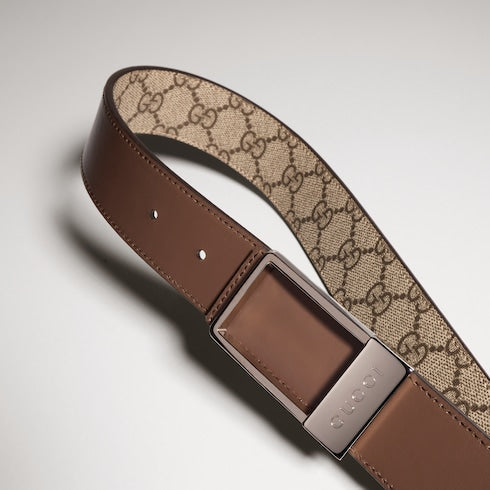 Reversible belt with rectangular buckle