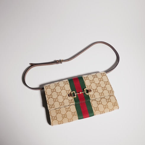 Gucci Horsebit Web wallet with strap