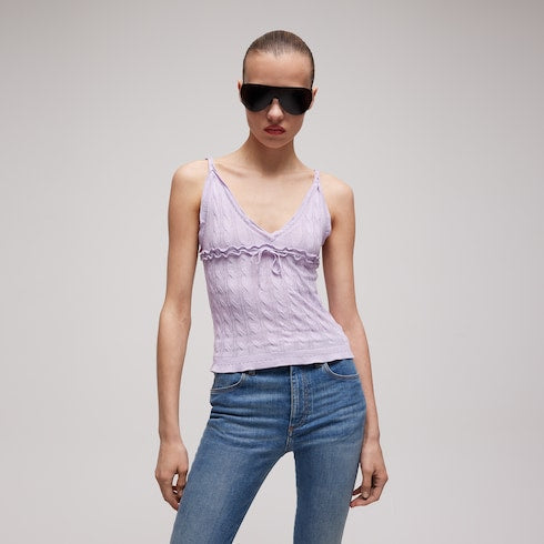 Braided cotton blend top