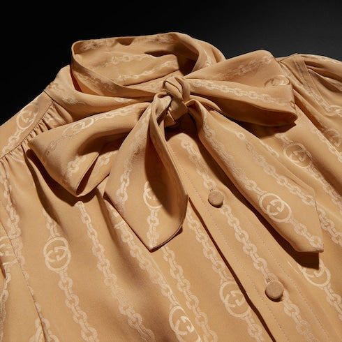 Interlocking G chain silk jacquard shirt