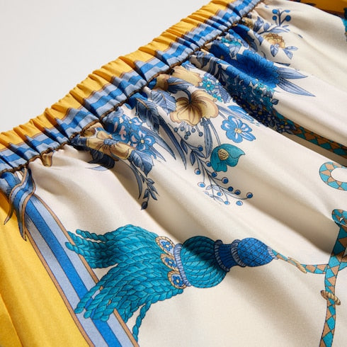 Printed silk twill pants