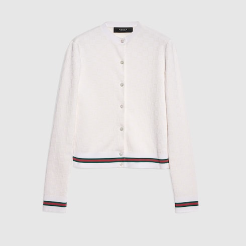 GG fine cotton viscose jacquard cardigan