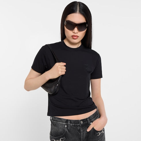 Rayon jersey T-shirt with embroidery