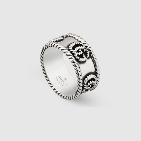 Double G Ring With Engraved Torchon Trim