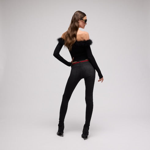 Rib viscose off-the-shoulder top