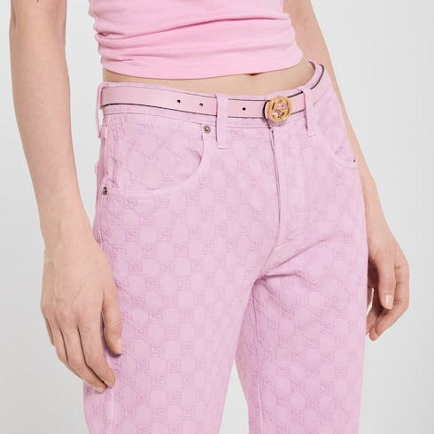 GG cotton denim jacquard pants
