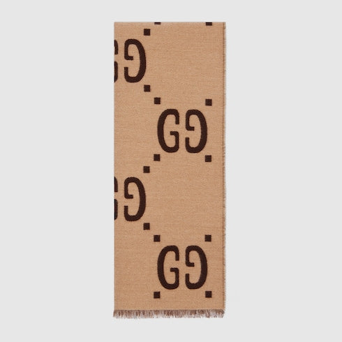 GG jacquard wool silk scarf
