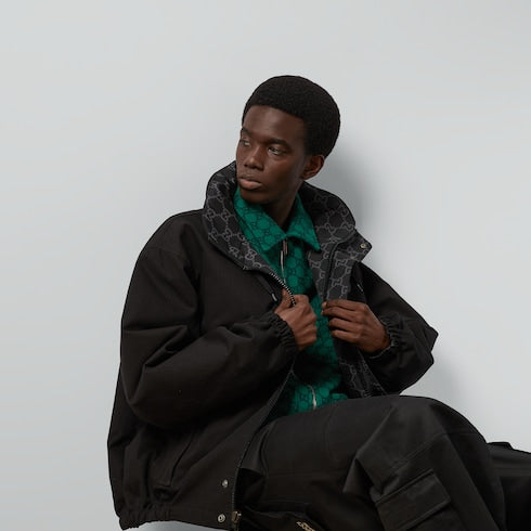 Reversible GG ripstop nylon jacket