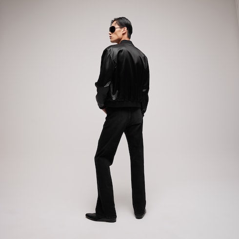 Cotton acetate satin zip jacket