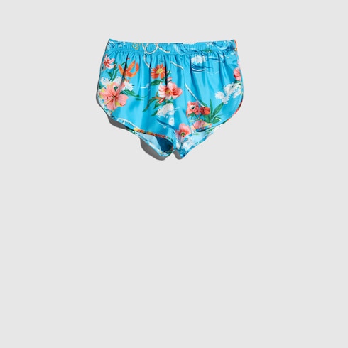 Printed silk twill shorts
