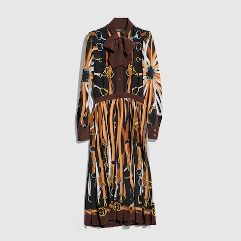 Printed silk chemisier dress