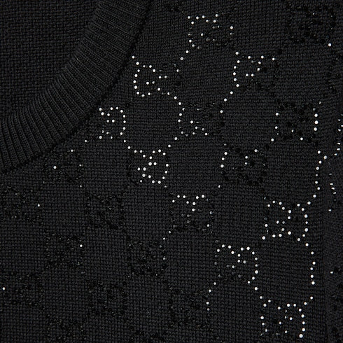 Fine wool dress with GG crystals