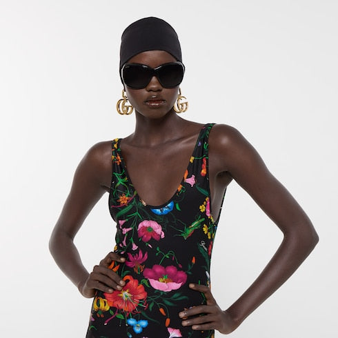 Printed sparkling jersey swimsuit